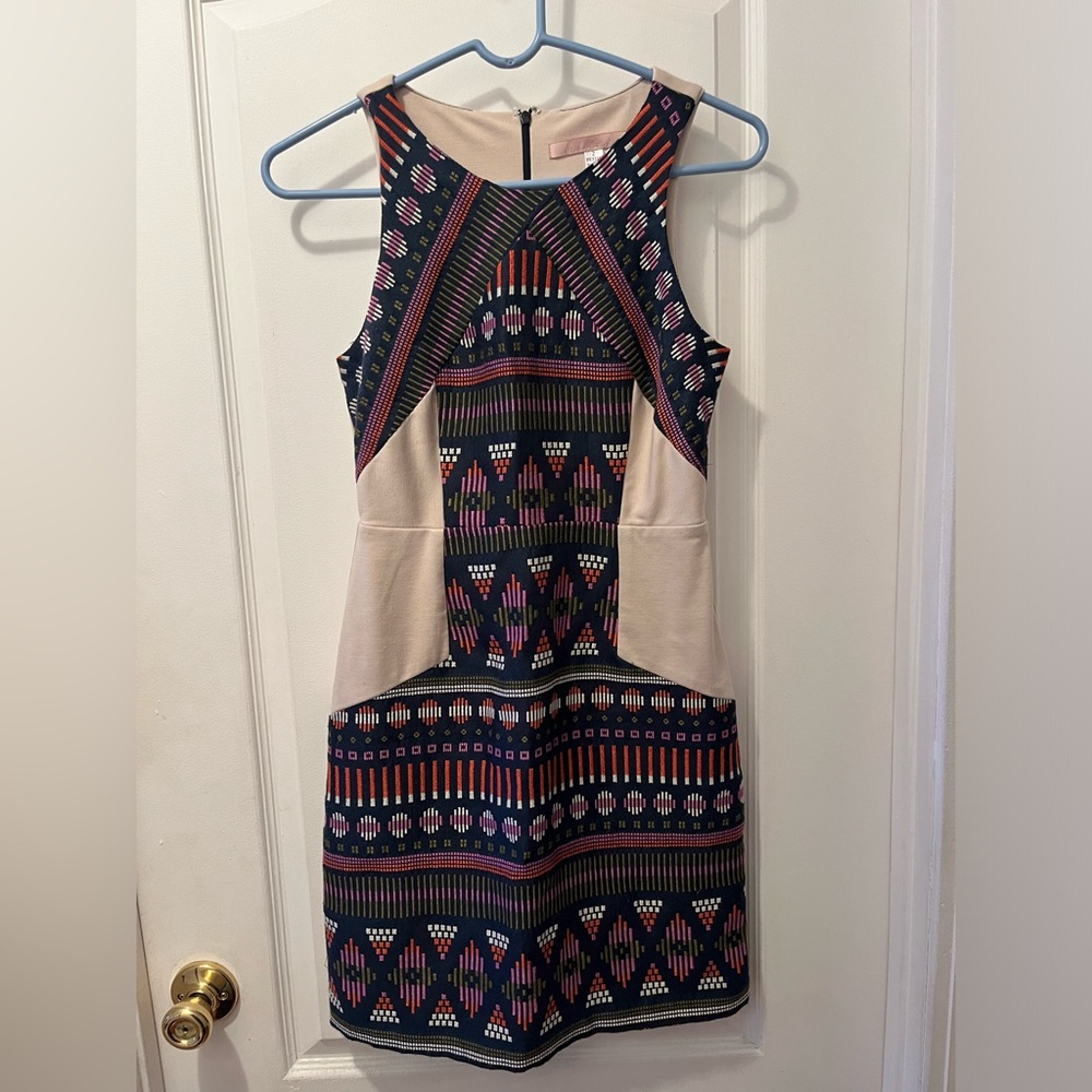 Hutch Anthropologie printed sleeveless geometric boho dress in size 2 petite